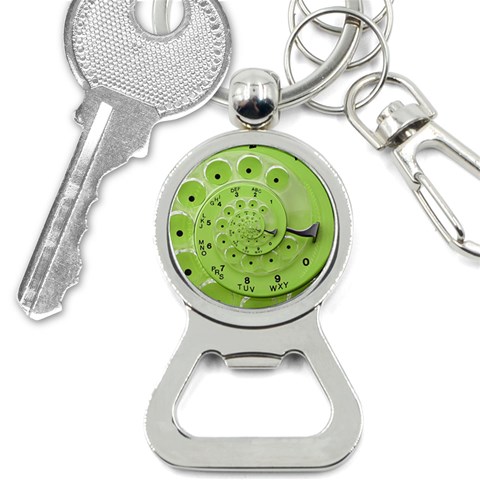 Retro Vintage Green Rotary Dial Spiral Droste Bottle Opener Key Chain from ArtsNow.com Front