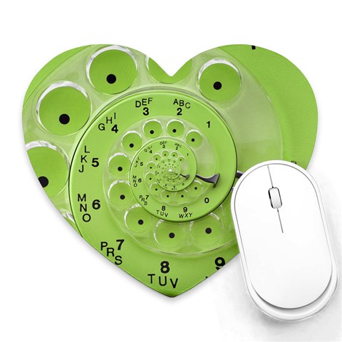 Retro Vintage Green Rotary Dial Spiral Droste Heart Mousepad from ArtsNow.com Front