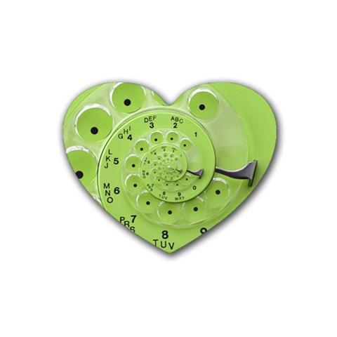 Retro Vintage Green Rotary Dial Spiral Droste Rubber Coaster (Heart) from ArtsNow.com Front