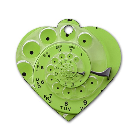 Retro Vintage Green Rotary Dial Spiral Droste Dog Tag Heart (One Side) from ArtsNow.com Front