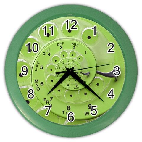 Retro Vintage Green Rotary Dial Spiral Droste Color Wall Clock from ArtsNow.com Front