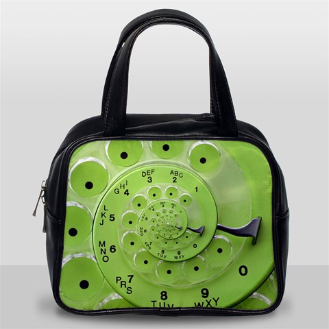 Retro Vintage Green Rotary Dial Spiral Droste Classic Handbag (One Side) from ArtsNow.com Front