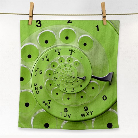 Retro Vintage Green Rotary Dial Spiral Droste Face Towel from ArtsNow.com Front