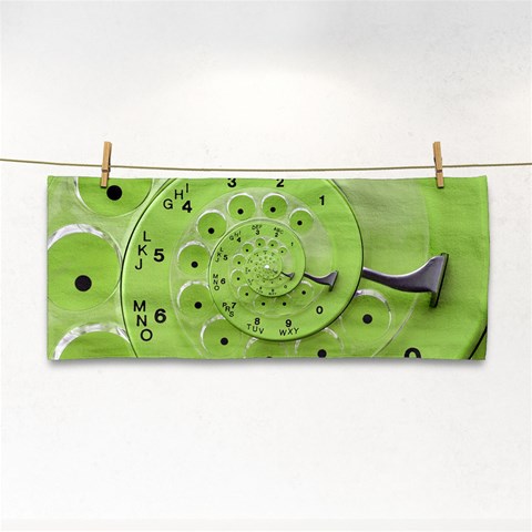 Retro Vintage Green Rotary Dial Spiral Droste Hand Towel from ArtsNow.com Front