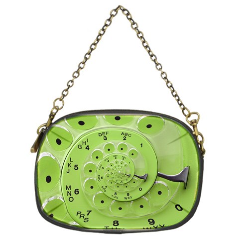 Retro Vintage Green Rotary Dial Spiral Droste Chain Purse (One Side) from ArtsNow.com Front