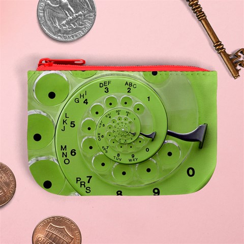 Retro Vintage Green Rotary Dial Spiral Droste Mini Coin Purse from ArtsNow.com Front