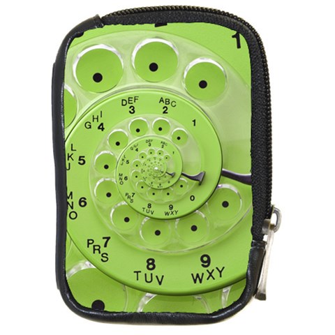 Retro Vintage Green Rotary Dial Spiral Droste Compact Camera Leather Case from ArtsNow.com Front