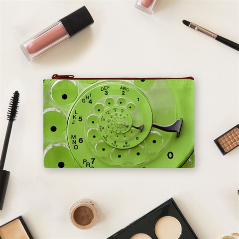 Retro Vintage Green Rotary Dial Spiral Droste Cosmetic Bag (Small) from ArtsNow.com Front