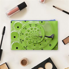 Retro Vintage Green Rotary Dial Spiral Droste Cosmetic Bag (Medium) from ArtsNow.com Back