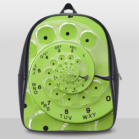 Retro Vintage Green Rotary Dial Spiral Droste School Bag (Large) from ArtsNow.com Front