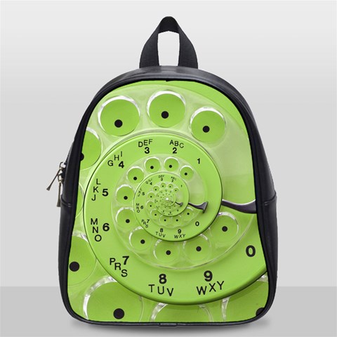 Retro Vintage Green Rotary Dial Spiral Droste School Bag (Small) from ArtsNow.com Front