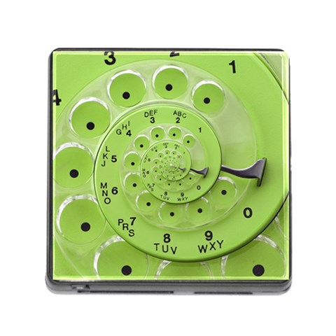 Retro Vintage Green Rotary Dial Spiral Droste Memory Card Reader (Square) from ArtsNow.com Front