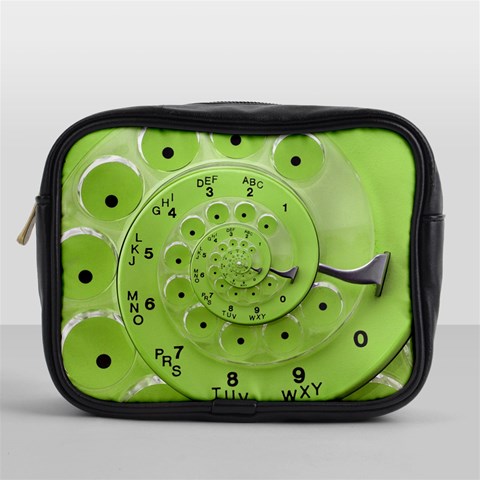 Retro Vintage Green Rotary Dial Spiral Droste Mini Toiletries Bag (One Side) from ArtsNow.com Front