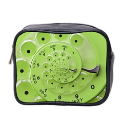 Retro Vintage Green Rotary Dial Spiral Droste Mini Toiletries Bag (Two Sides) from ArtsNow.com Front