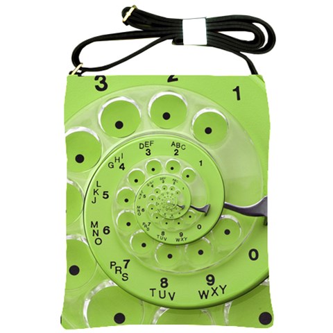 Retro Vintage Green Rotary Dial Spiral Droste Shoulder Sling Bag from ArtsNow.com Front