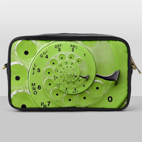 Retro Vintage Green Rotary Dial Spiral Droste Toiletries Bag (One Side) from ArtsNow.com Front