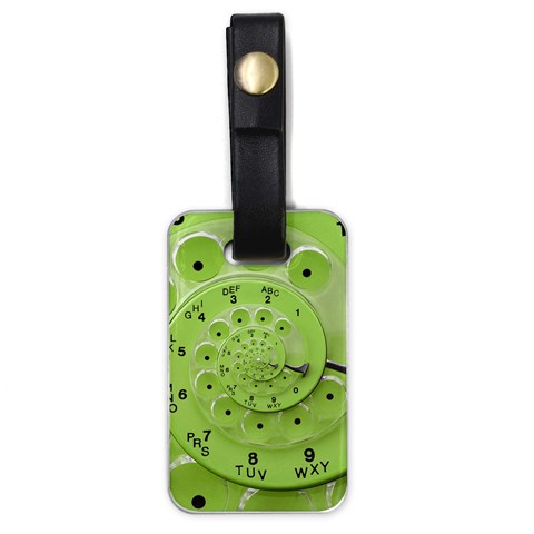 Retro Vintage Green Rotary Dial Spiral Droste Luggage Tag (one side) from ArtsNow.com Front