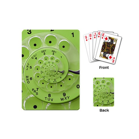 Retro Vintage Green Rotary Dial Spiral Droste Playing Cards (Mini) from ArtsNow.com Back