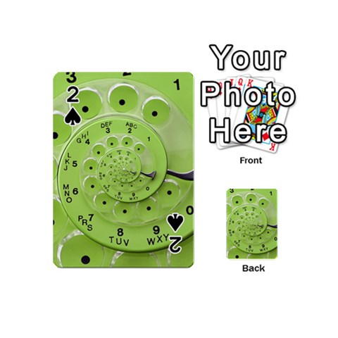 Retro Vintage Green Rotary Dial Spiral Droste Playing Cards 54 (Mini) from ArtsNow.com Front - Spade2