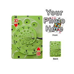 Retro Vintage Green Rotary Dial Spiral Droste Playing Cards 54 (Mini) from ArtsNow.com Front - Heart10