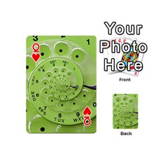 Queen Retro Vintage Green Rotary Dial Spiral Droste Playing Cards 54 (Mini) from ArtsNow.com Front - HeartQ