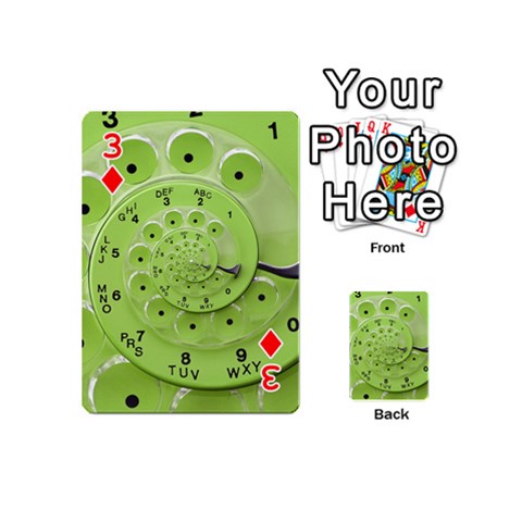 Retro Vintage Green Rotary Dial Spiral Droste Playing Cards 54 (Mini) from ArtsNow.com Front - Diamond3