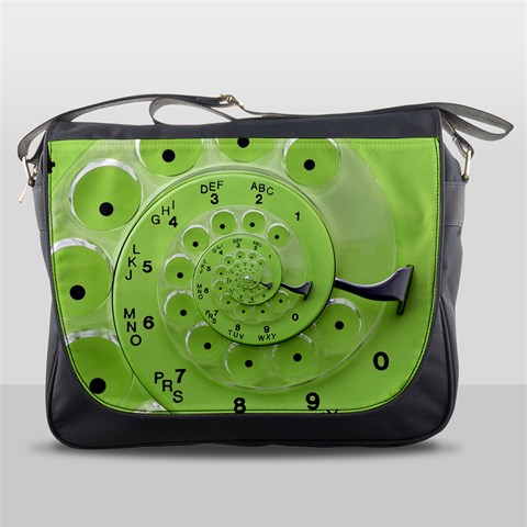 Retro Vintage Green Rotary Dial Spiral Droste Messenger Bag from ArtsNow.com Front