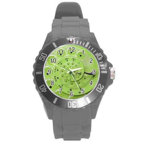 Retro Vintage Green Rotary Dial Spiral Droste Round Plastic Sport Watch (L) from ArtsNow.com Front