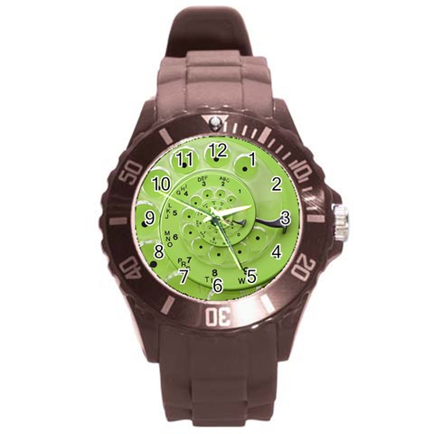 Retro Vintage Green Rotary Dial Spiral Droste Round Plastic Sport Watch (L) from ArtsNow.com Front