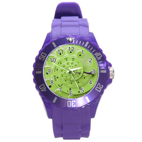 Retro Vintage Green Rotary Dial Spiral Droste Round Plastic Sport Watch (L) from ArtsNow.com Front