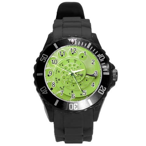 Retro Vintage Green Rotary Dial Spiral Droste Round Plastic Sport Watch (L) from ArtsNow.com Front