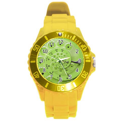 Retro Vintage Green Rotary Dial Spiral Droste Round Plastic Sport Watch (L) from ArtsNow.com Front