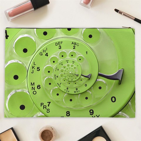 Retro Vintage Green Rotary Dial Spiral Droste Cosmetic Bag (XXL) from ArtsNow.com Back