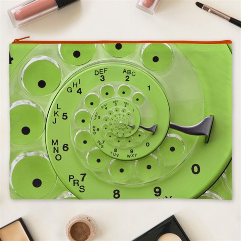 Retro Vintage Green Rotary Dial Spiral Droste Cosmetic Bag (XXXL) from ArtsNow.com Front