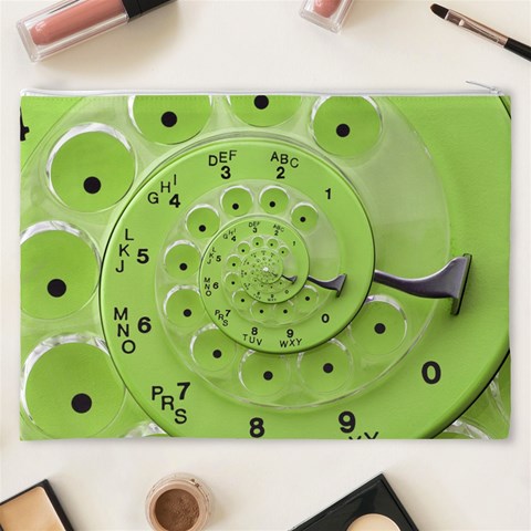 Retro Vintage Green Rotary Dial Spiral Droste Cosmetic Bag (XXXL) from ArtsNow.com Back