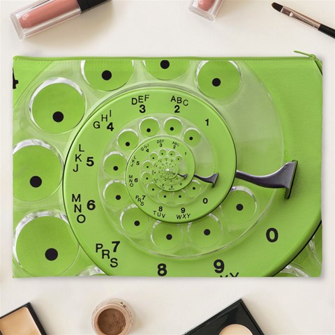 Retro Vintage Green Rotary Dial Spiral Droste Cosmetic Bag (XXXL) from ArtsNow.com Back