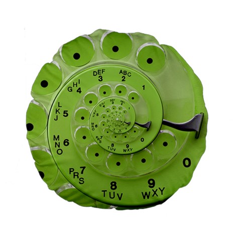 Retro Vintage Green Rotary Dial Spiral Droste Standard 15  Premium Round Cushion  from ArtsNow.com Front