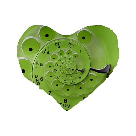 Retro Vintage Green Rotary Dial Spiral Droste Standard 16  Premium Heart Shape Cushion  from ArtsNow.com Back