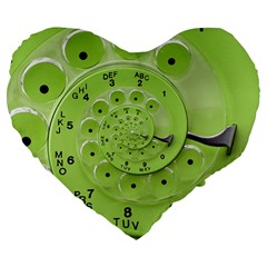 Retro Vintage Green Rotary Dial Spiral Droste Large 19  Premium Heart Shape Cushion from ArtsNow.com Front