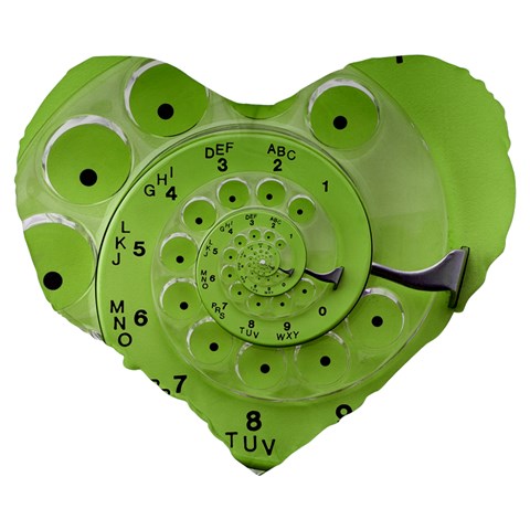 Retro Vintage Green Rotary Dial Spiral Droste Large 19  Premium Heart Shape Cushion from ArtsNow.com Back