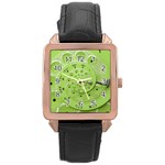 Retro Vintage Green Rotary Dial Spiral Droste Rose Gold Leather Watch 