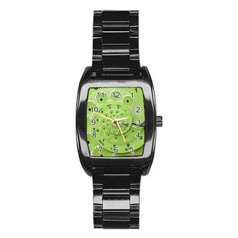 Retro Vintage Green Rotary Dial Spiral Droste Stainless Steel Barrel Watch from ArtsNow.com Front