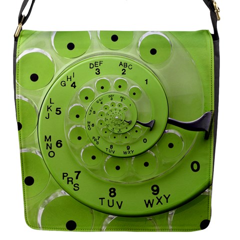 Retro Vintage Green Rotary Dial Spiral Droste Flap Closure Messenger Bag (S) from ArtsNow.com Front