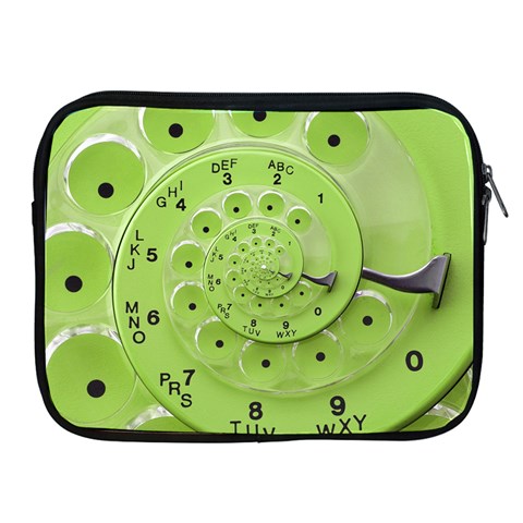 Retro Vintage Green Rotary Dial Spiral Droste Apple iPad 2/3/4 Zipper Case from ArtsNow.com Front