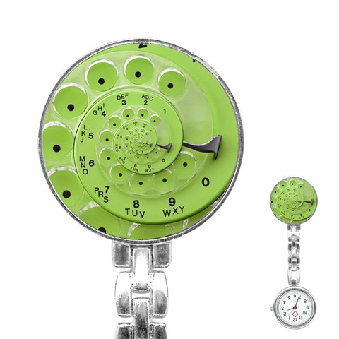 Retro Vintage Green Rotary Dial Spiral Droste Stainless Steel Nurses Watch from ArtsNow.com Front