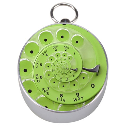 Retro Vintage Green Rotary Dial Spiral Droste Silver Compass from ArtsNow.com Front