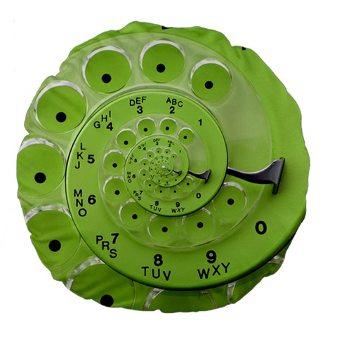 Retro Vintage Green Rotary Dial Spiral Droste Large 18  Premium Flano Round Cushion  from ArtsNow.com Back