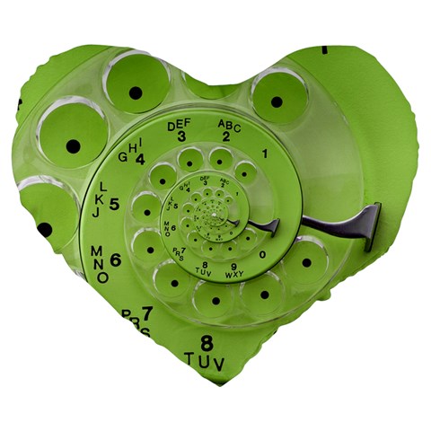 Retro Vintage Green Rotary Dial Spiral Droste Large 19  Premium Flano Heart Shape Cushion from ArtsNow.com Front