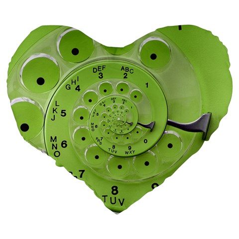 Retro Vintage Green Rotary Dial Spiral Droste Large 19  Premium Flano Heart Shape Cushion from ArtsNow.com Back