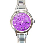 Retro Vintage Purple Rotary Dial Spiral Droste Round Italian Charm Watch